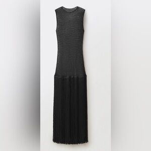 Mango Sleeveless Black Fringe Knit Maxi Dress NWT
